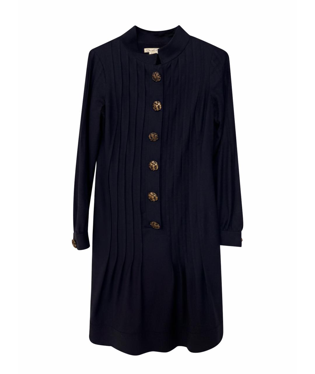 OSCAR DE LA RENTA Темно-синее шерстяное вечернее платье, фото 1