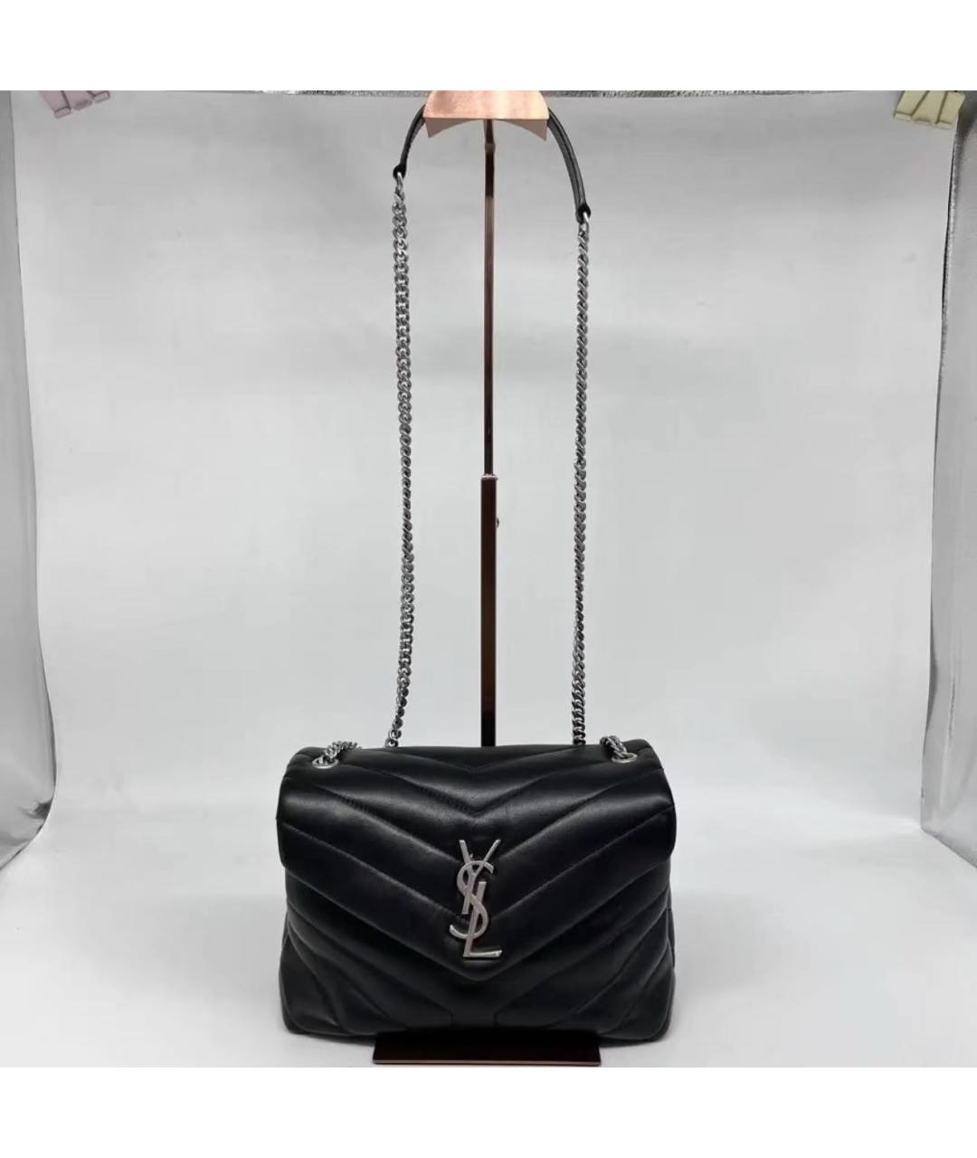 SAINT LAURENT Черная кожаная сумка через плечо, фото 9