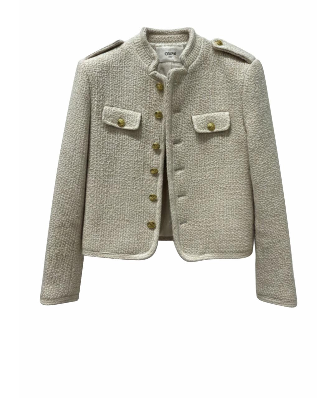 CELINE Бежевый шерстяной жакет/пиджак, фото 1