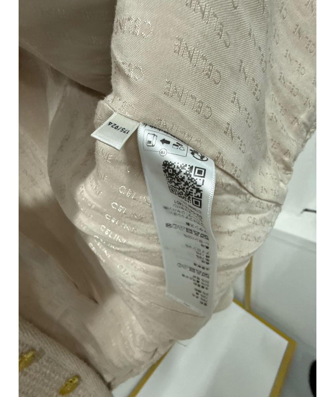 CELINE Бежевый шерстяной жакет/пиджак, фото 6