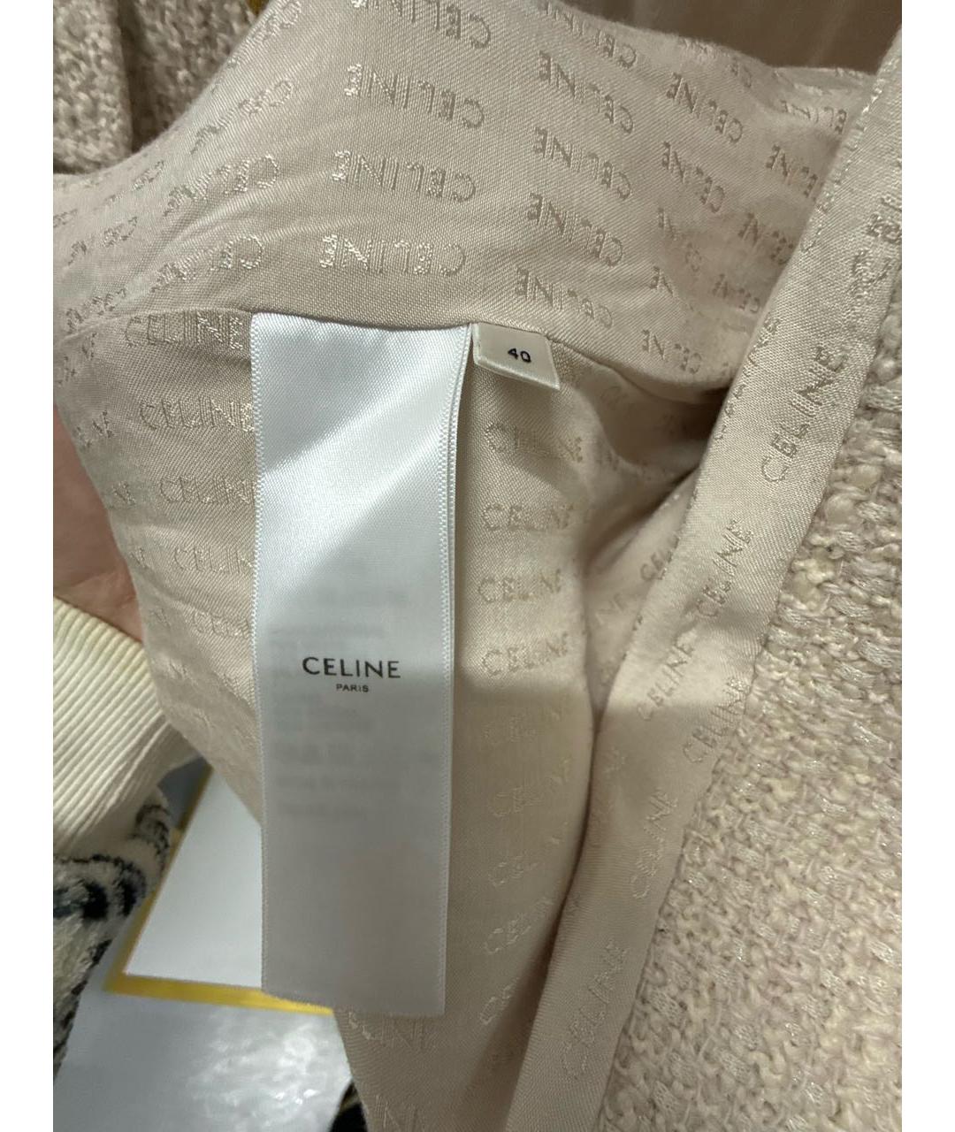 CELINE Бежевый шерстяной жакет/пиджак, фото 7