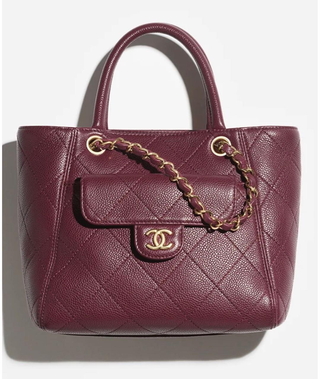 CHANEL Бордовая кожаная сумка с короткими ручками, фото 7