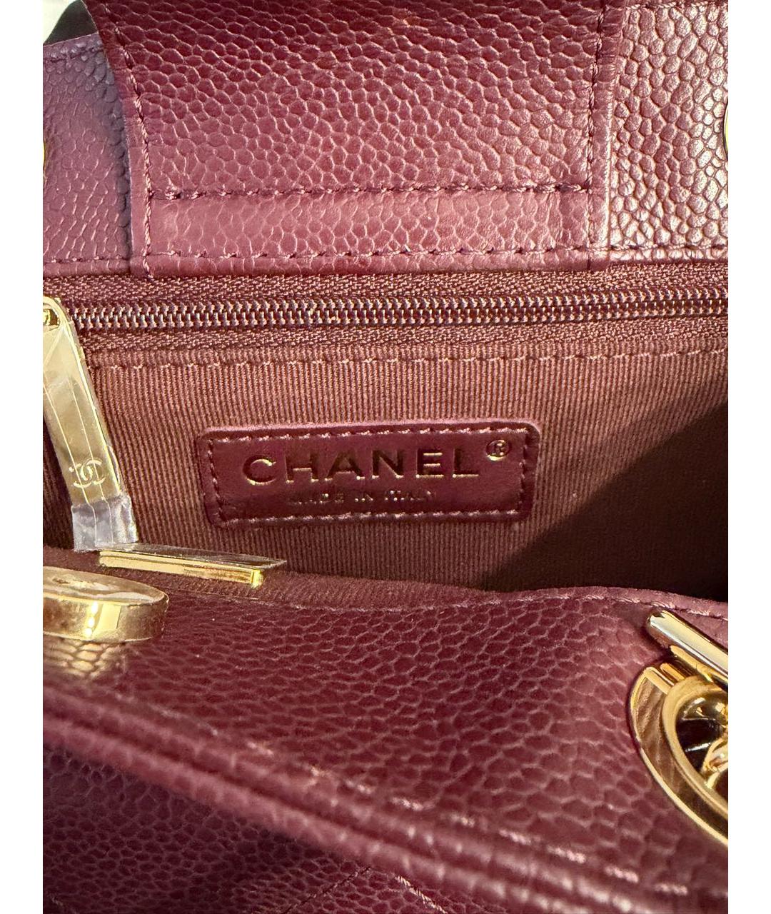 CHANEL Бордовая кожаная сумка с короткими ручками, фото 6