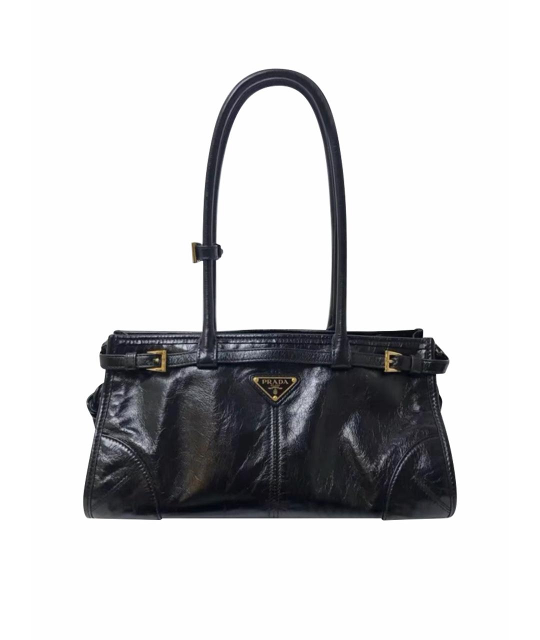 PRADA Черная кожаная сумка с короткими ручками, фото 1