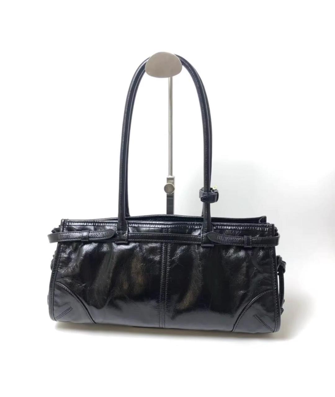 PRADA Черная кожаная сумка с короткими ручками, фото 4