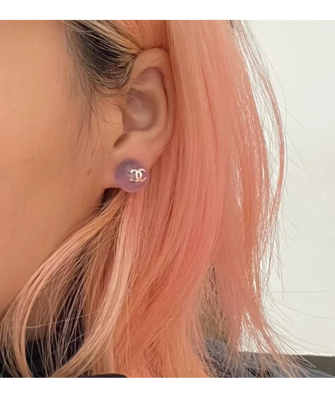 CHANEL Фиолетовые стеклянные серьги, фото 4