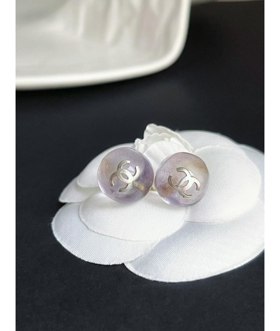 CHANEL Фиолетовые стеклянные серьги, фото 3