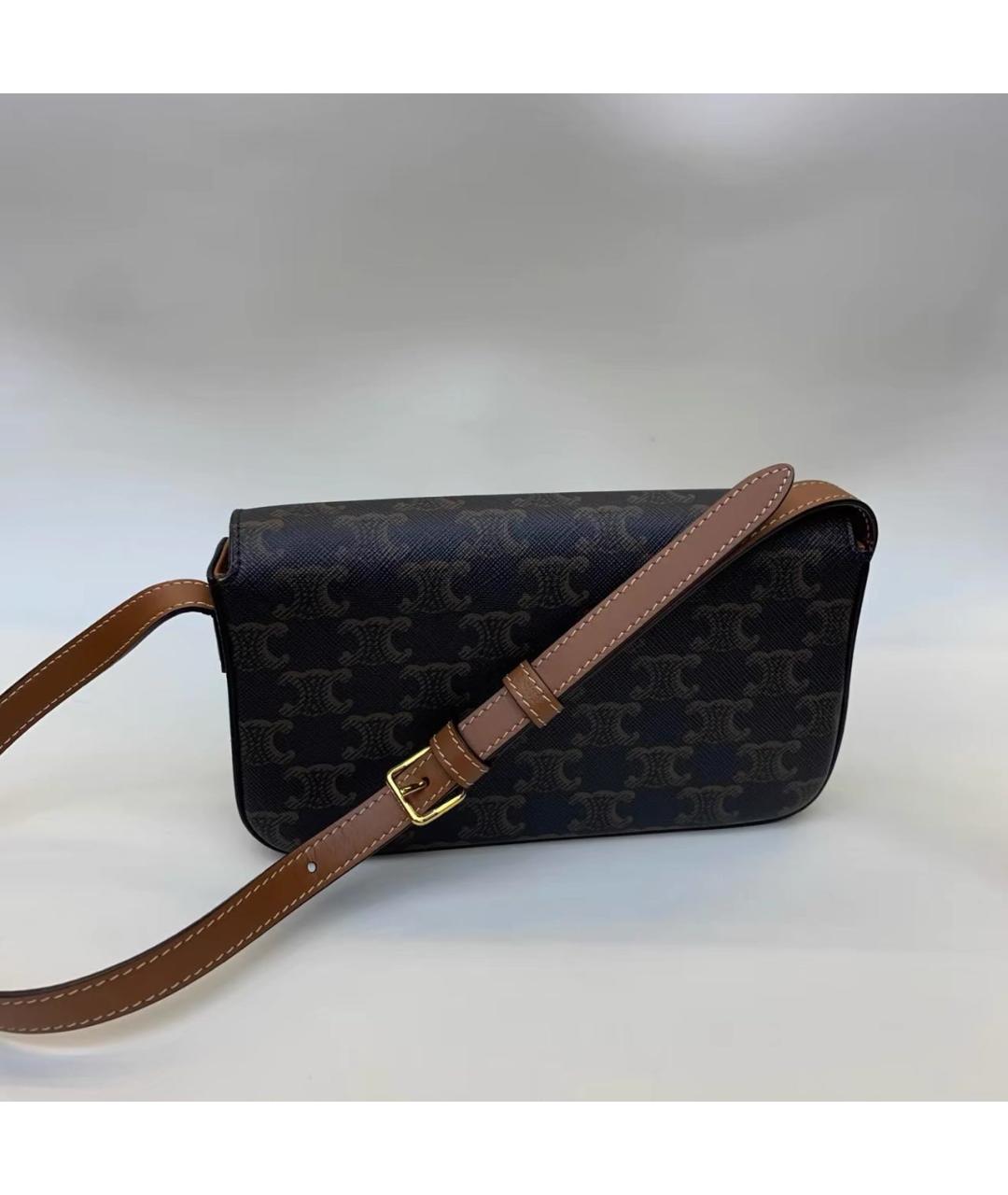 CELINE Коричневая кожаная сумка через плечо, фото 5