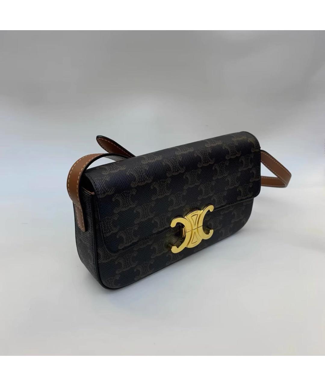 CELINE Коричневая кожаная сумка через плечо, фото 2