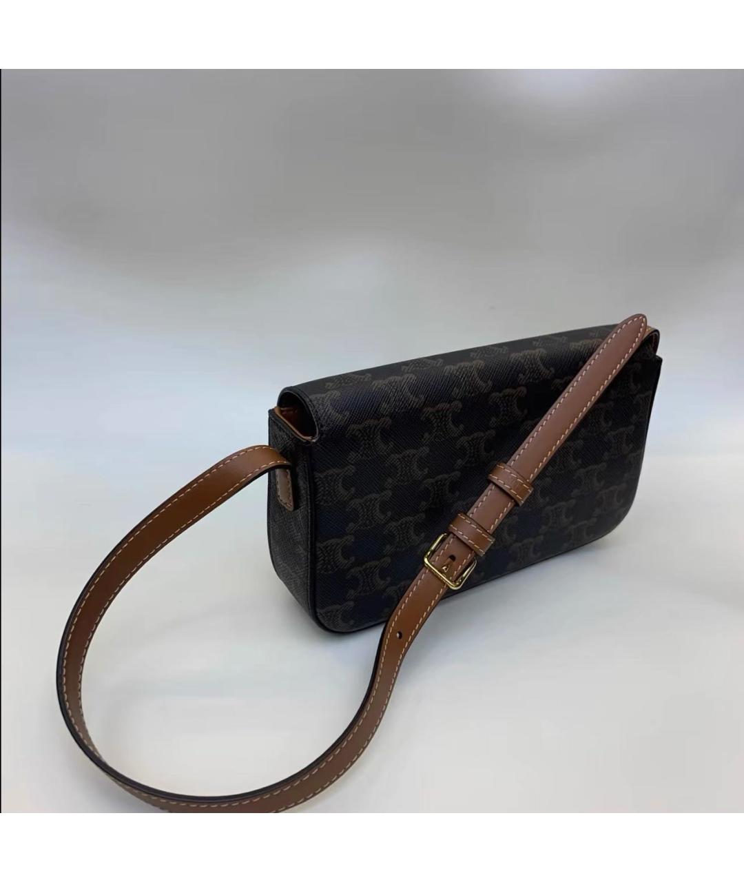 CELINE Коричневая кожаная сумка через плечо, фото 4