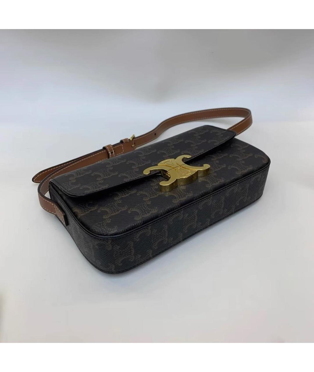 CELINE Коричневая кожаная сумка через плечо, фото 6