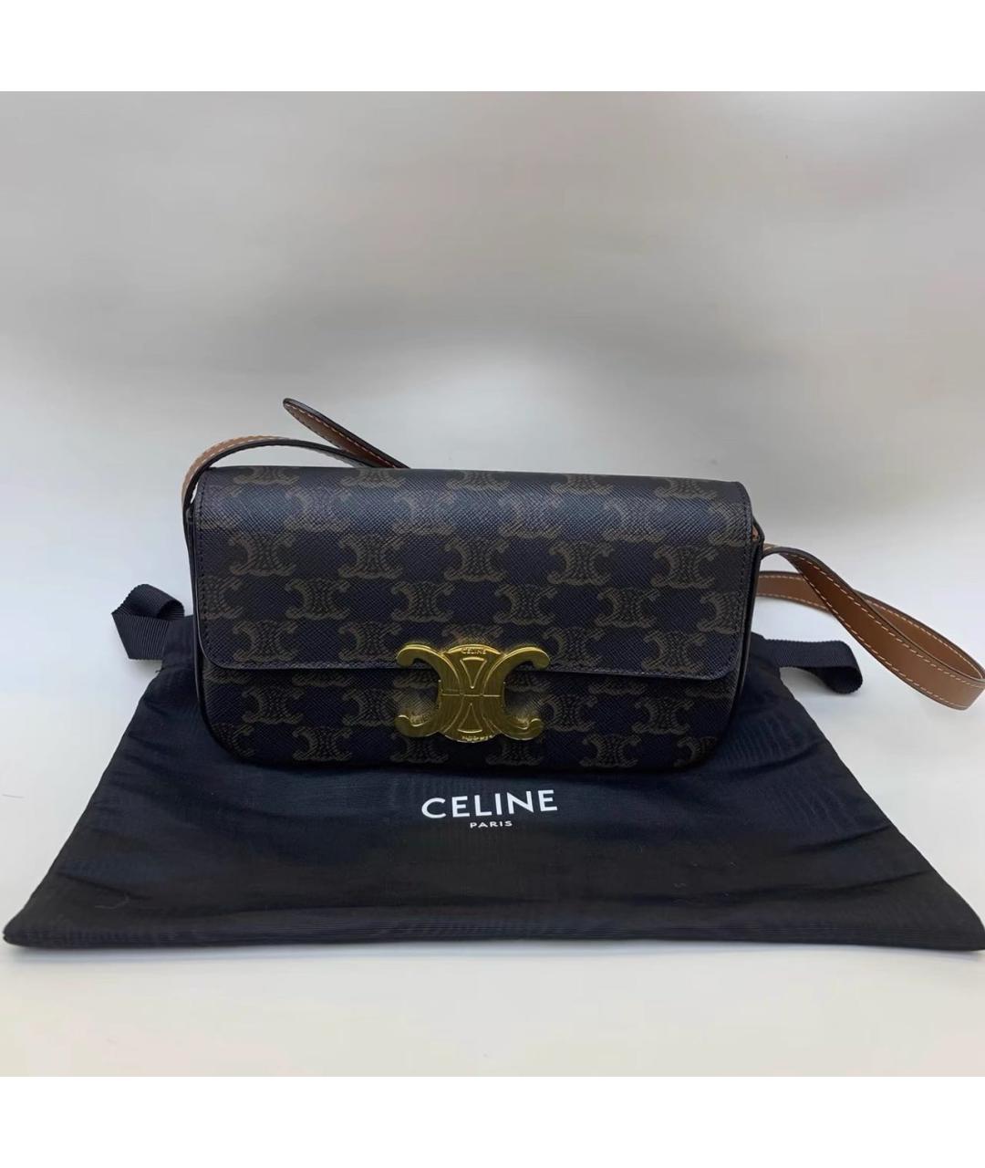 CELINE Коричневая кожаная сумка через плечо, фото 9