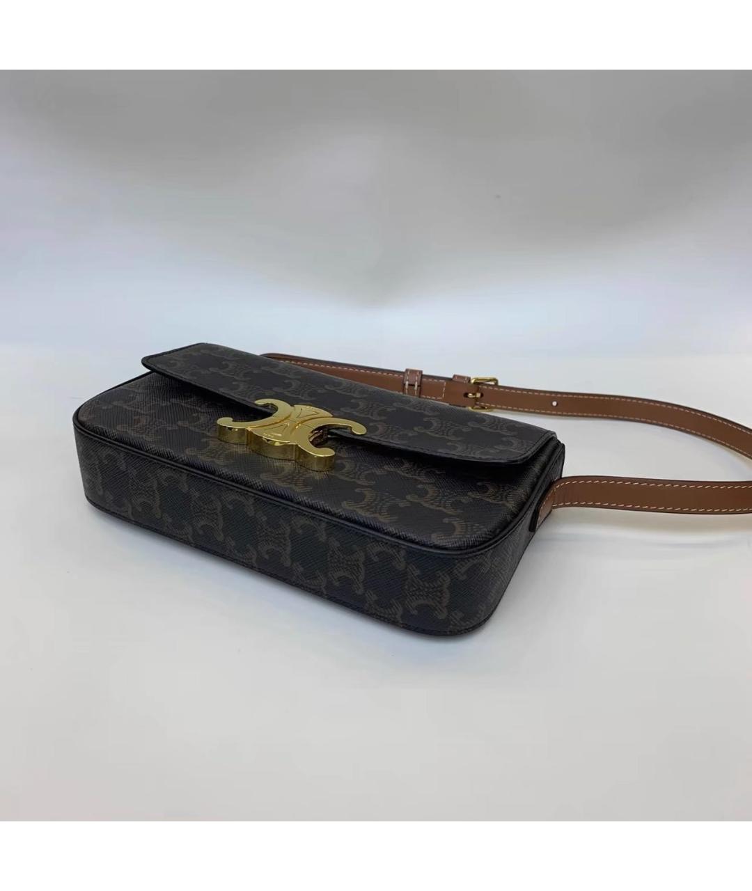 CELINE Коричневая кожаная сумка через плечо, фото 8