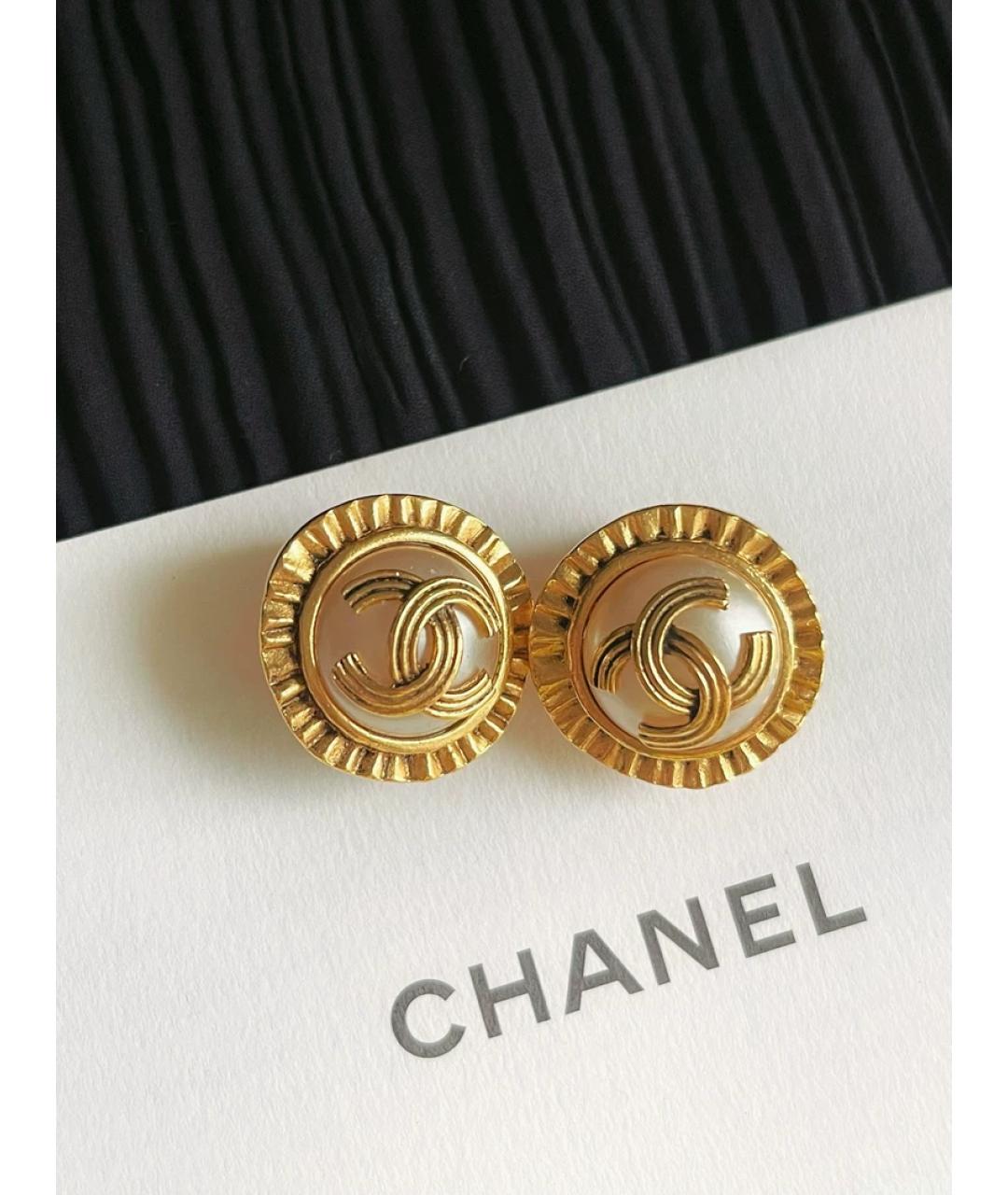 CHANEL Золотые металлические серьги, фото 4
