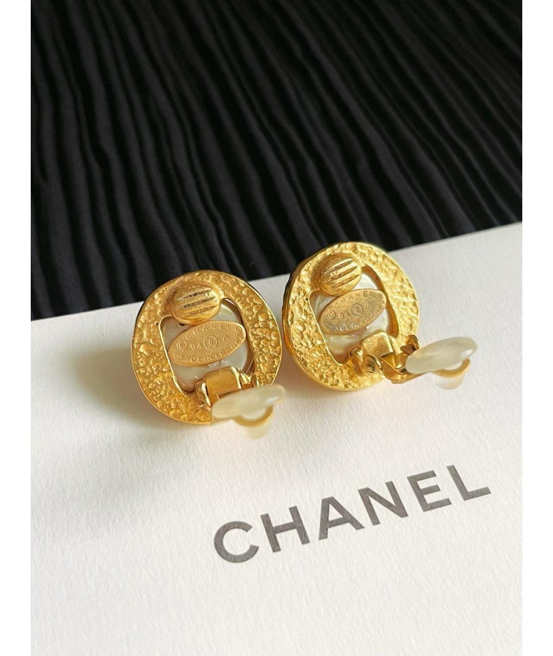 CHANEL Золотые металлические серьги, фото 2