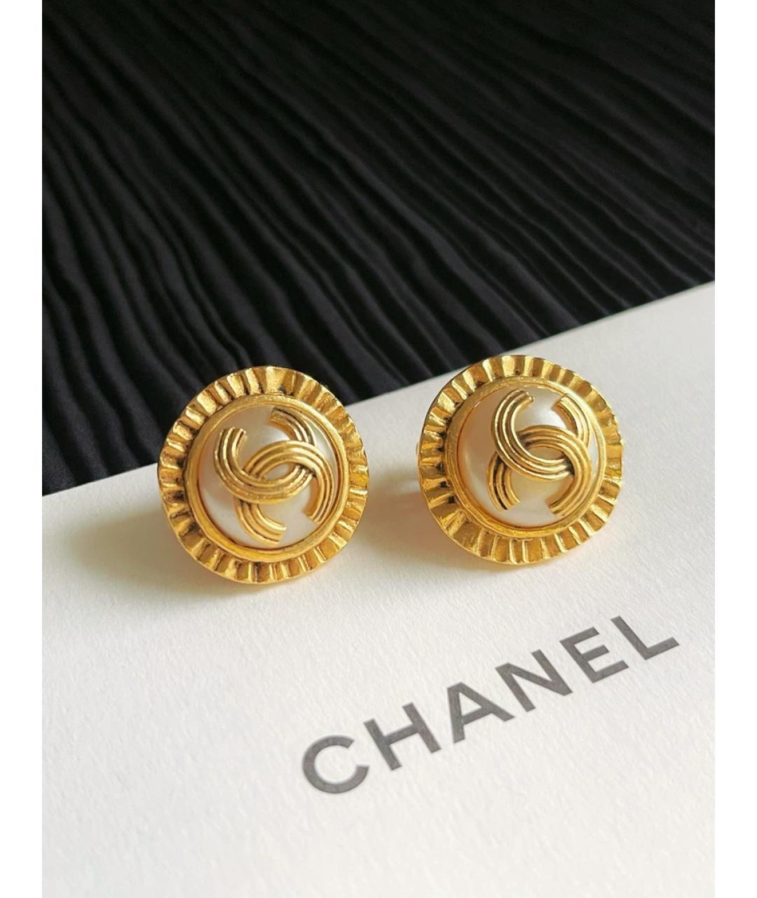 CHANEL Золотые металлические серьги, фото 3