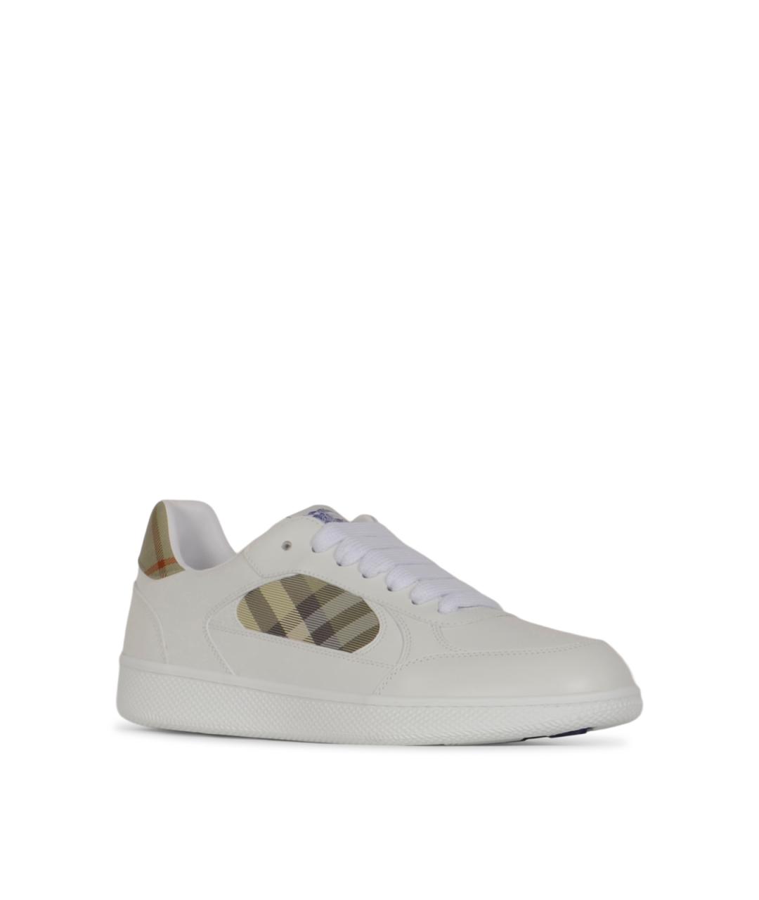 BURBERRY Белые кожаные низкие кроссовки / кеды, фото 2