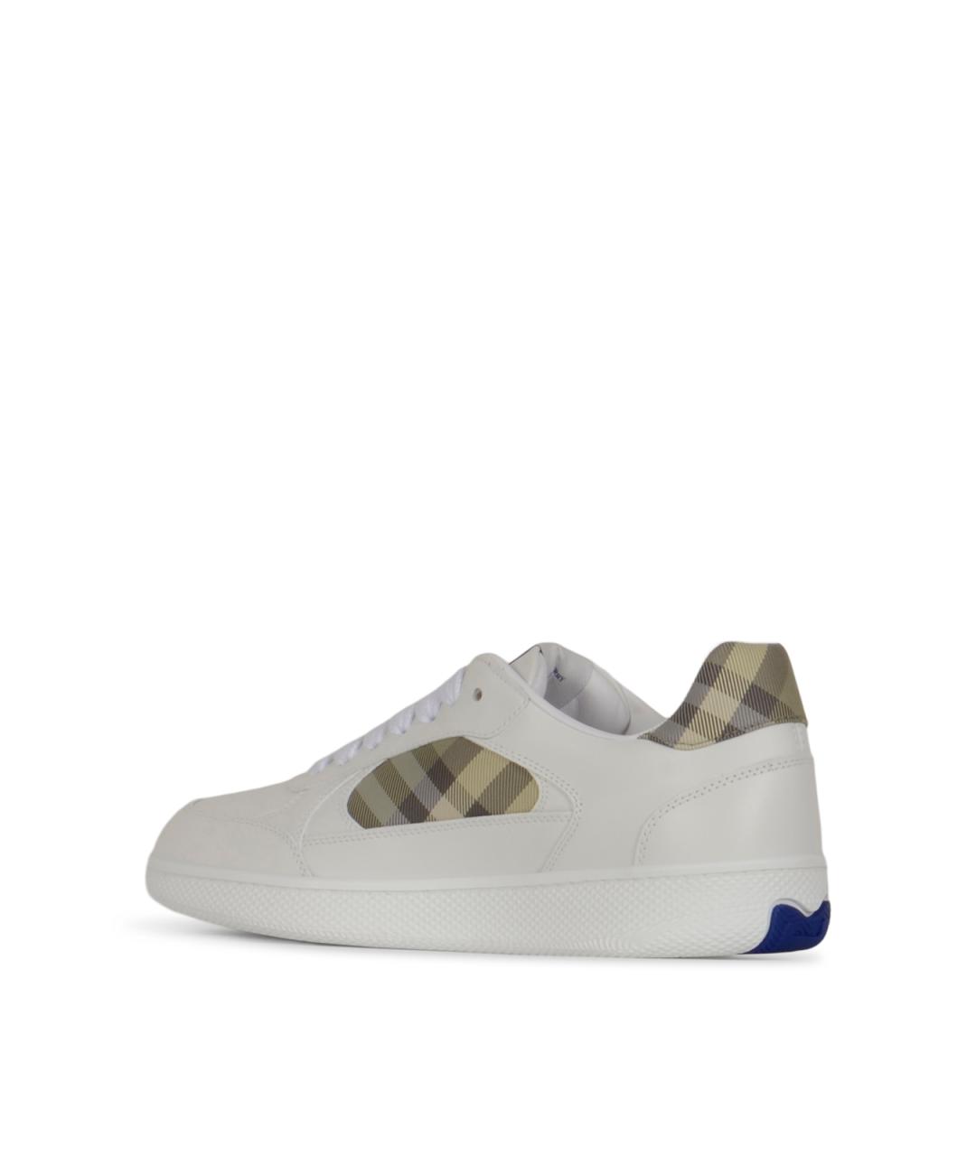 BURBERRY Белые кожаные низкие кроссовки / кеды, фото 3