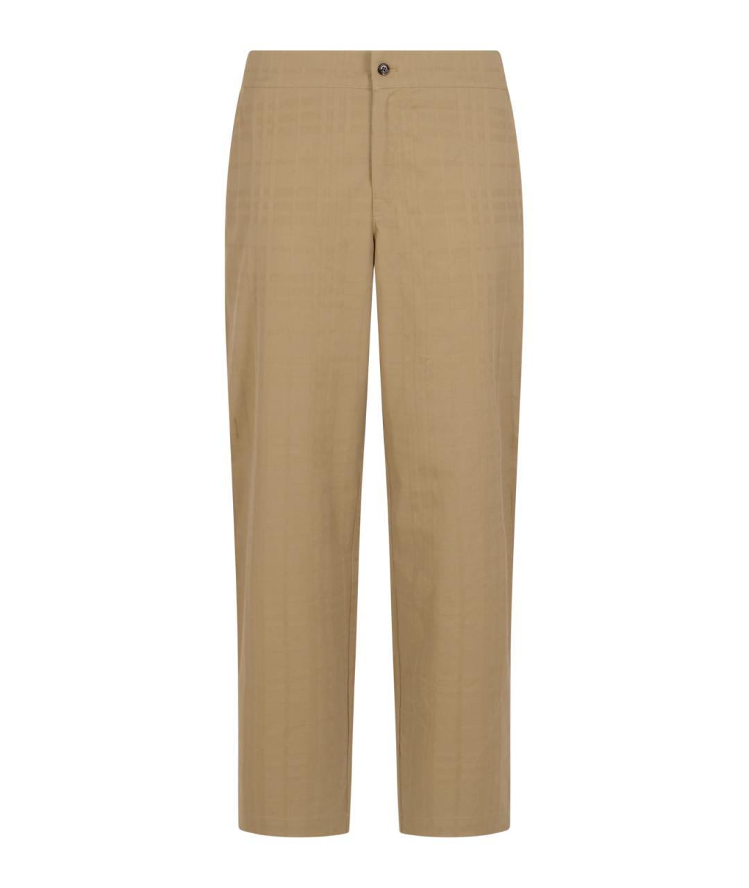 BURBERRY Бежевые хлопковые повседневные брюки, фото 1
