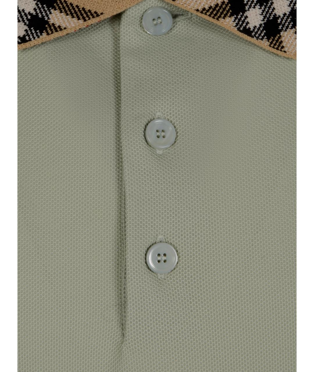 BURBERRY Зеленые хлопковое поло с коротким рукавом, фото 3