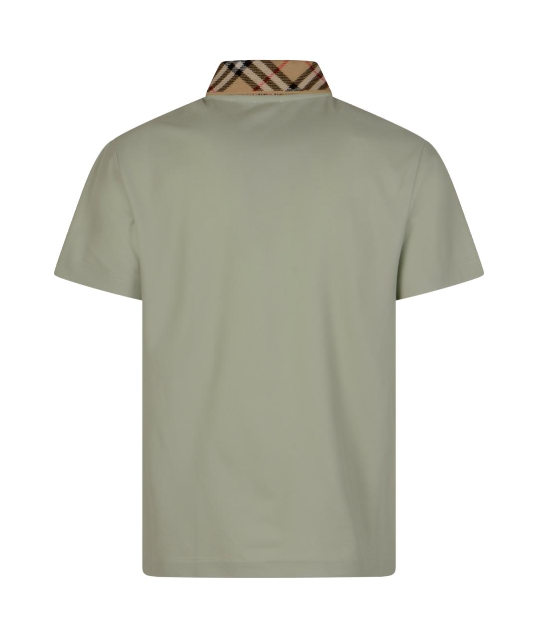 BURBERRY Зеленые хлопковое поло с коротким рукавом, фото 2