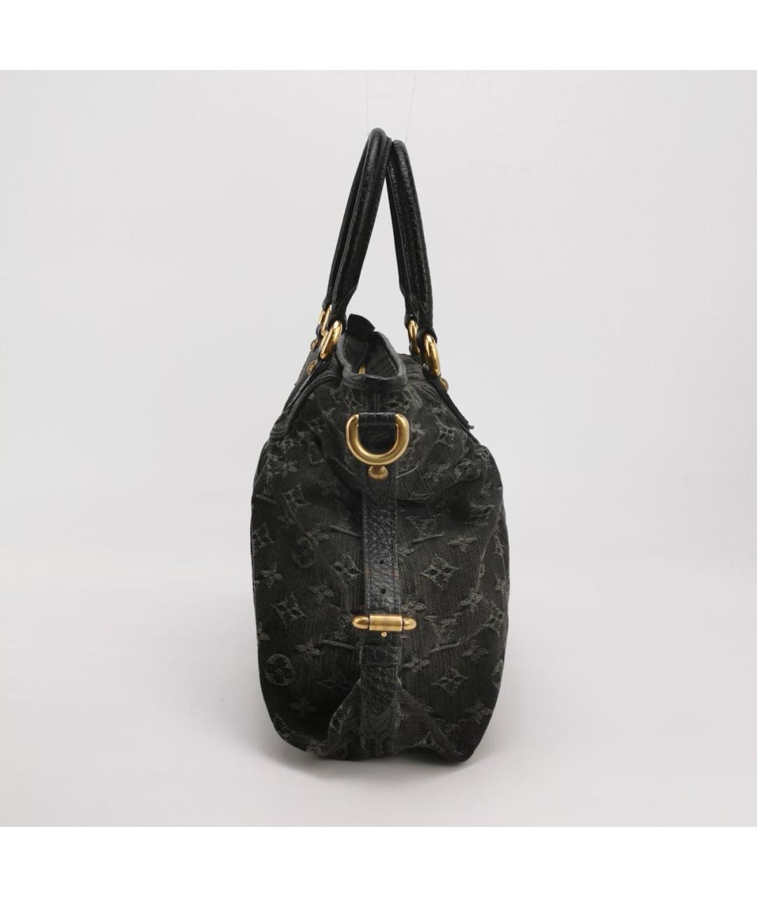 LOUIS VUITTON Черная деним сумка с короткими ручками, фото 3