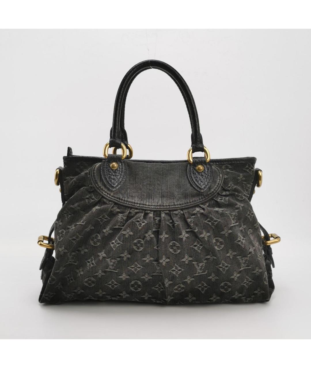 LOUIS VUITTON Черная деним сумка с короткими ручками, фото 4