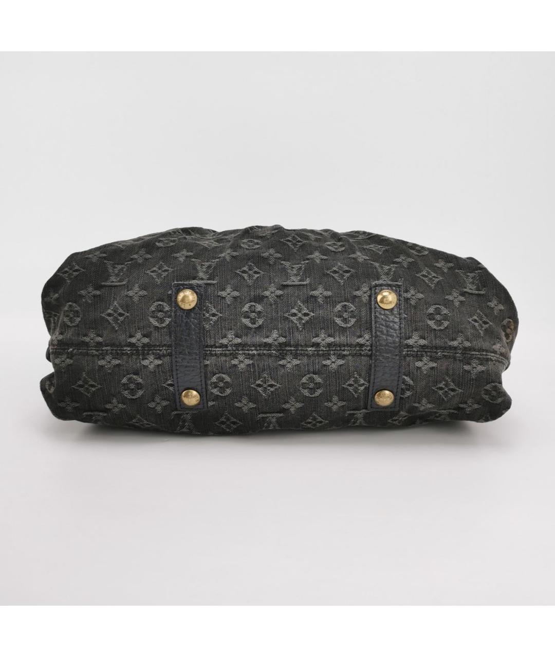 LOUIS VUITTON Черная деним сумка с короткими ручками, фото 5