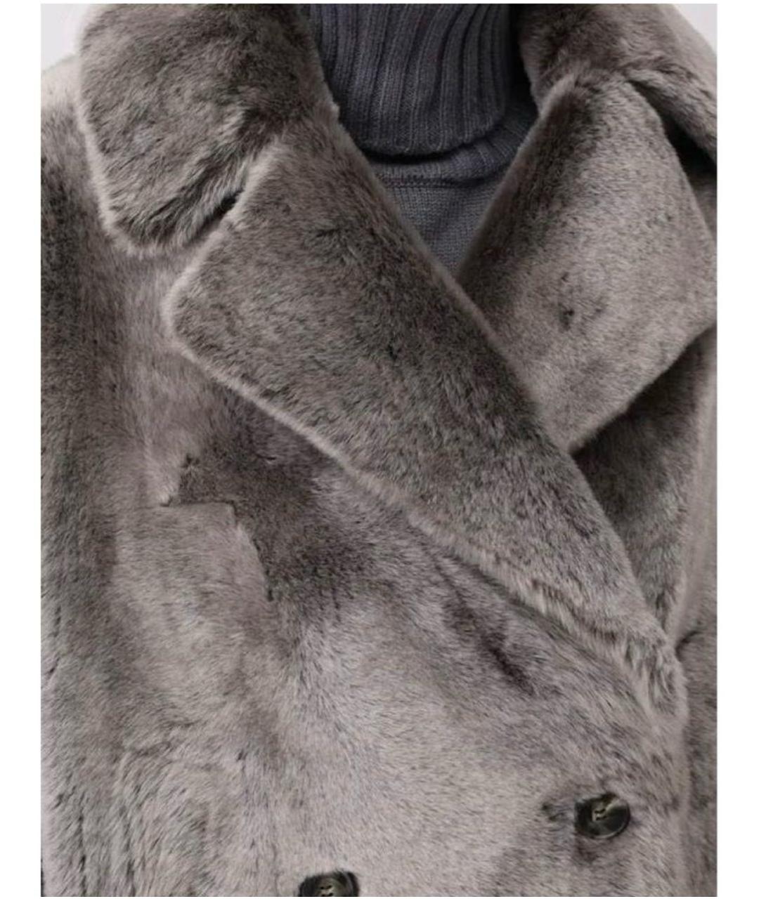 YVES SALOMON Антрацитовая меховая дубленка, фото 3