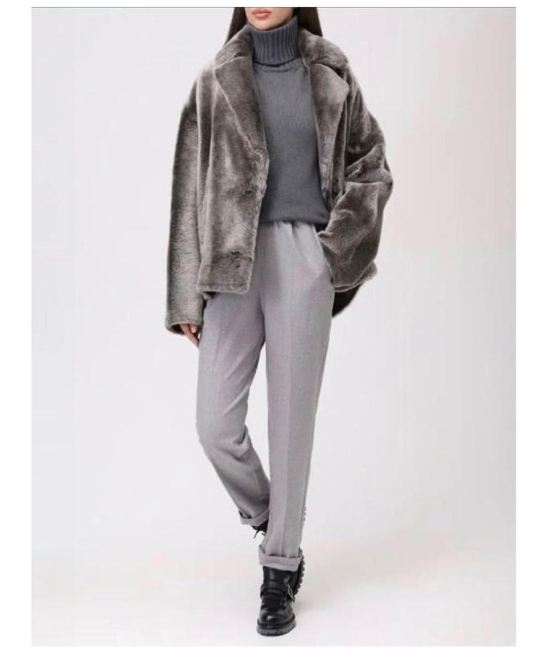 YVES SALOMON Антрацитовая меховая дубленка, фото 4