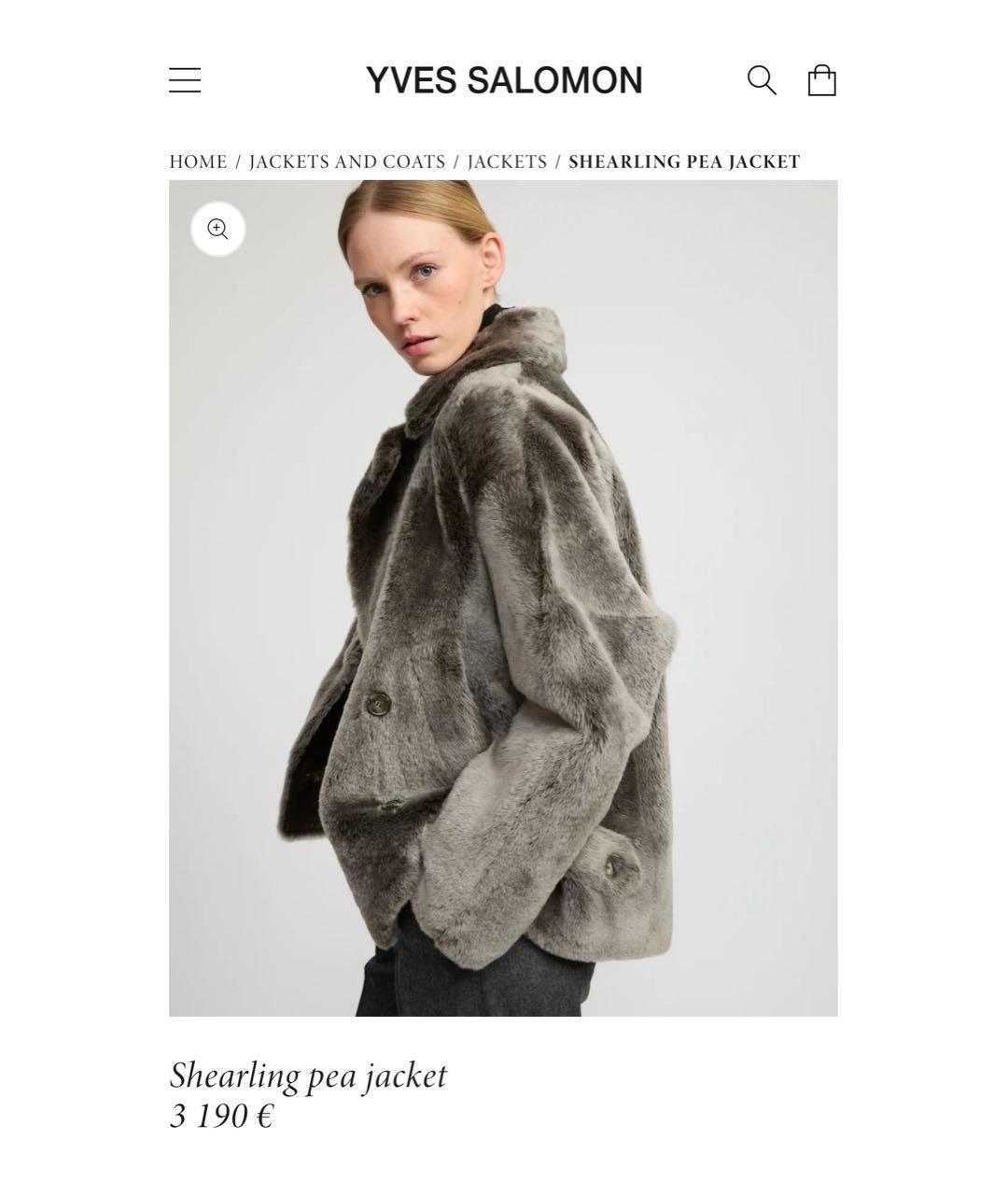 YVES SALOMON Антрацитовая меховая дубленка, фото 5