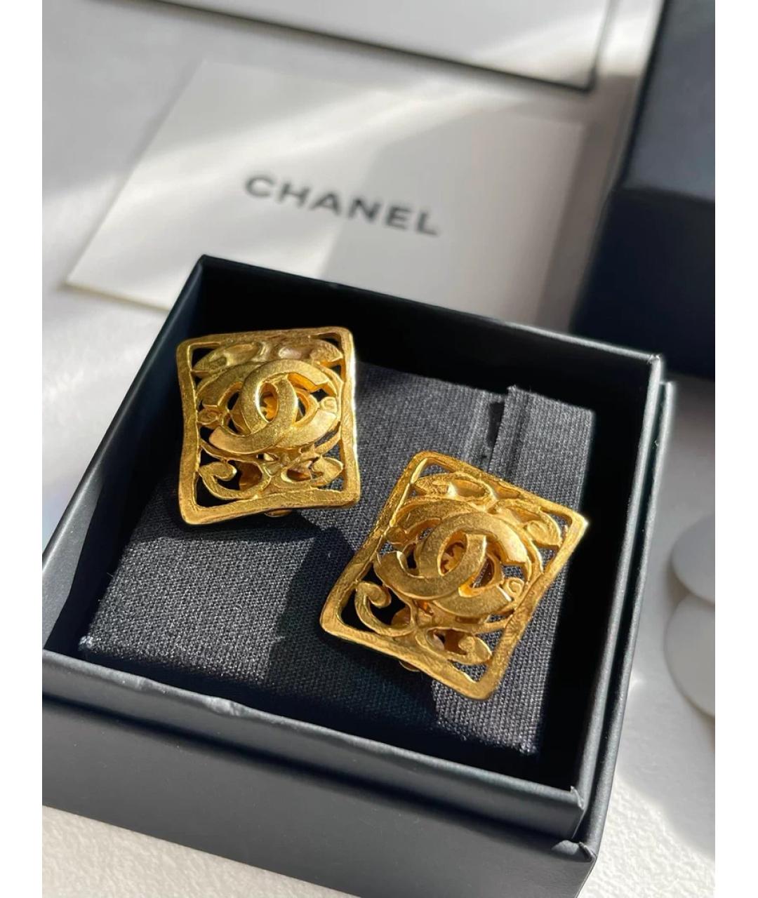CHANEL Золотые позолоченные серьги, фото 5