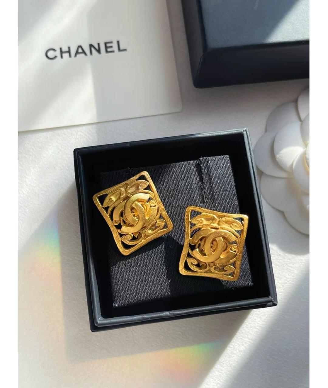 CHANEL Золотые позолоченные серьги, фото 4