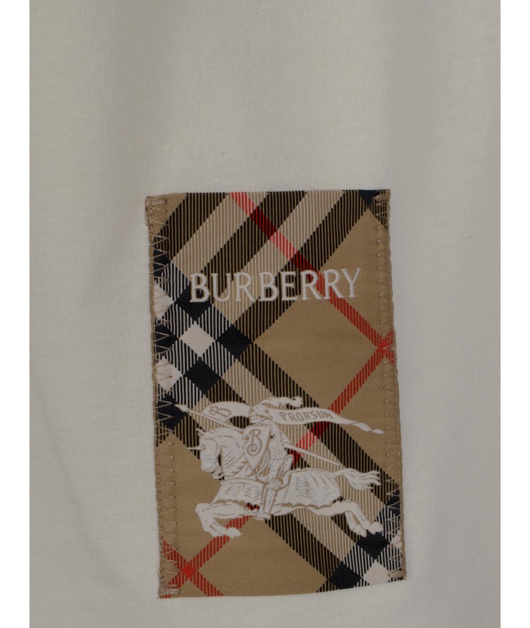 BURBERRY Белая хлопковая футболка, фото 3