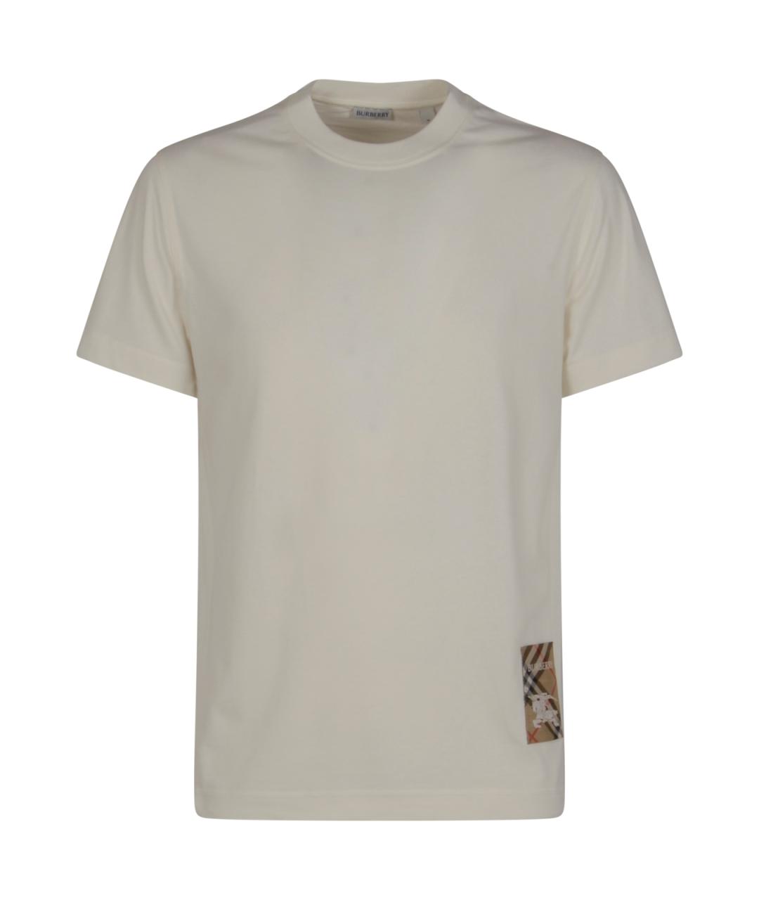 BURBERRY Белая хлопковая футболка, фото 1