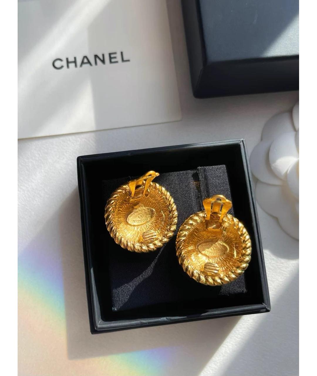 CHANEL Золотые металлические серьги, фото 2