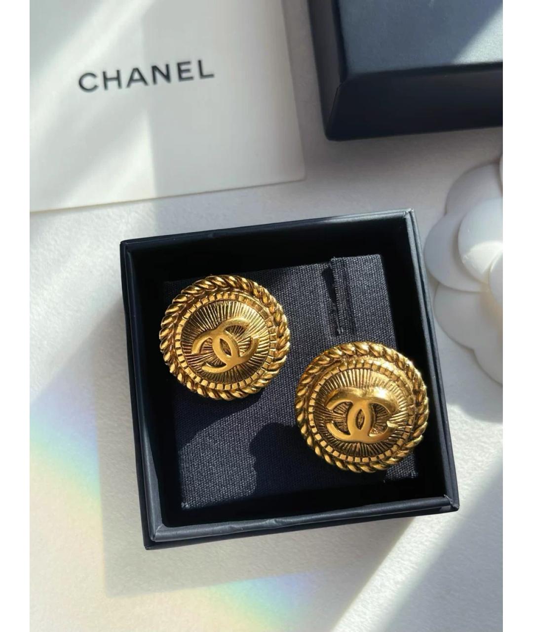 CHANEL Золотые металлические серьги, фото 4