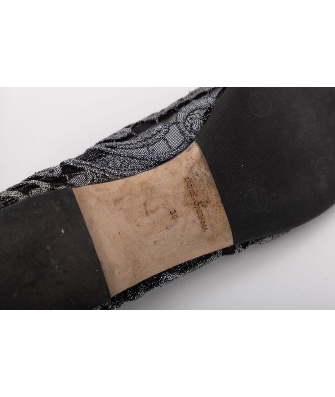 DOLCE&GABBANA Серебряные текстильные балетки, фото 5