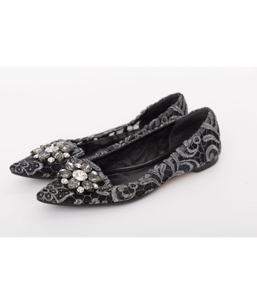 DOLCE&GABBANA Серебряные текстильные балетки, фото 9