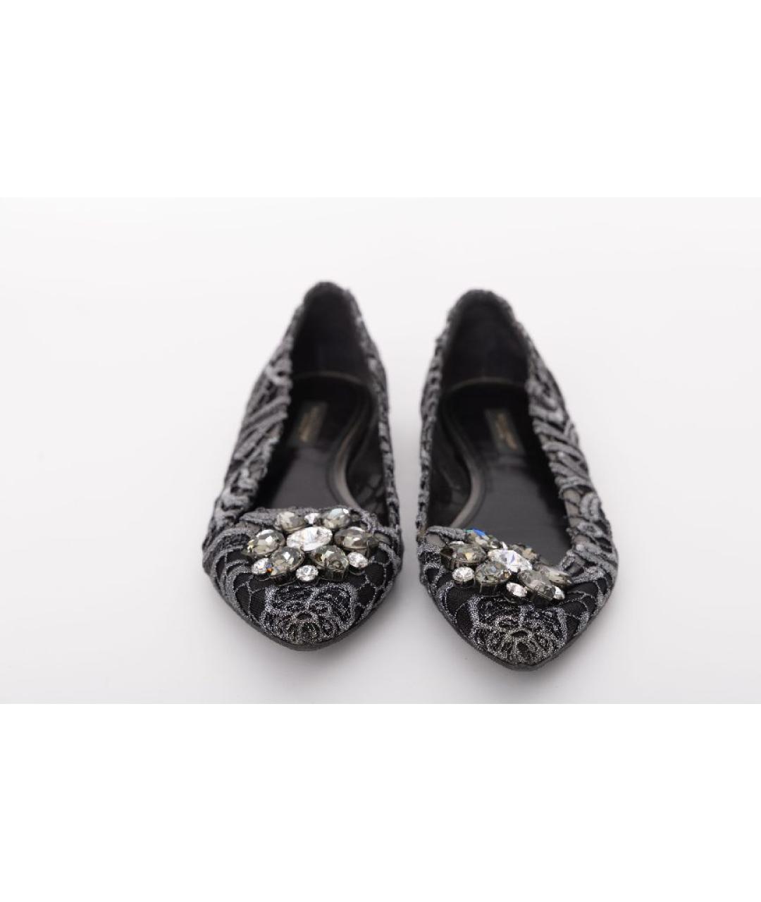 DOLCE&GABBANA Серебряные текстильные балетки, фото 2