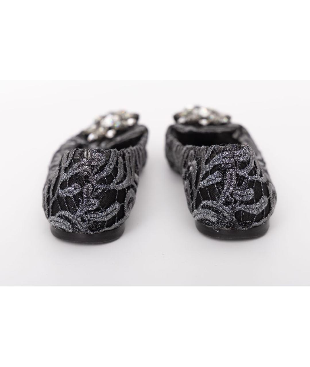 DOLCE&GABBANA Серебряные текстильные балетки, фото 4