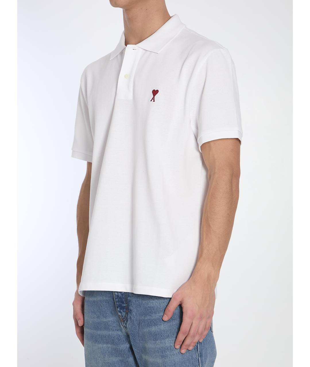 Ami Paris Белое хлопковое поло с коротким рукавом, фото 3