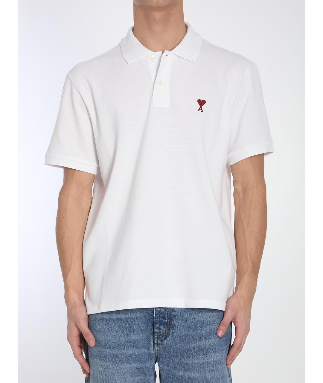 Ami Paris Белое хлопковое поло с коротким рукавом, фото 2