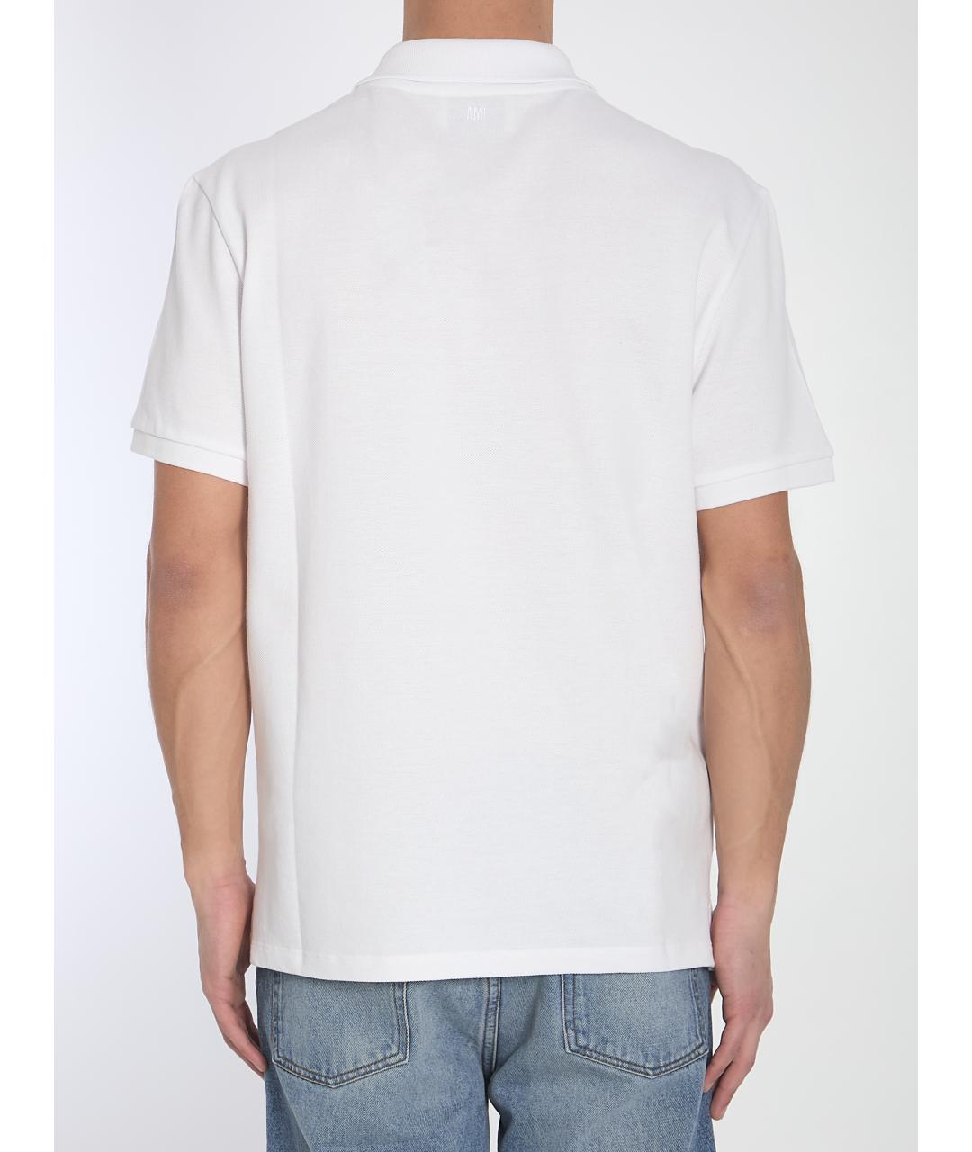 Ami Paris Белое хлопковое поло с коротким рукавом, фото 5