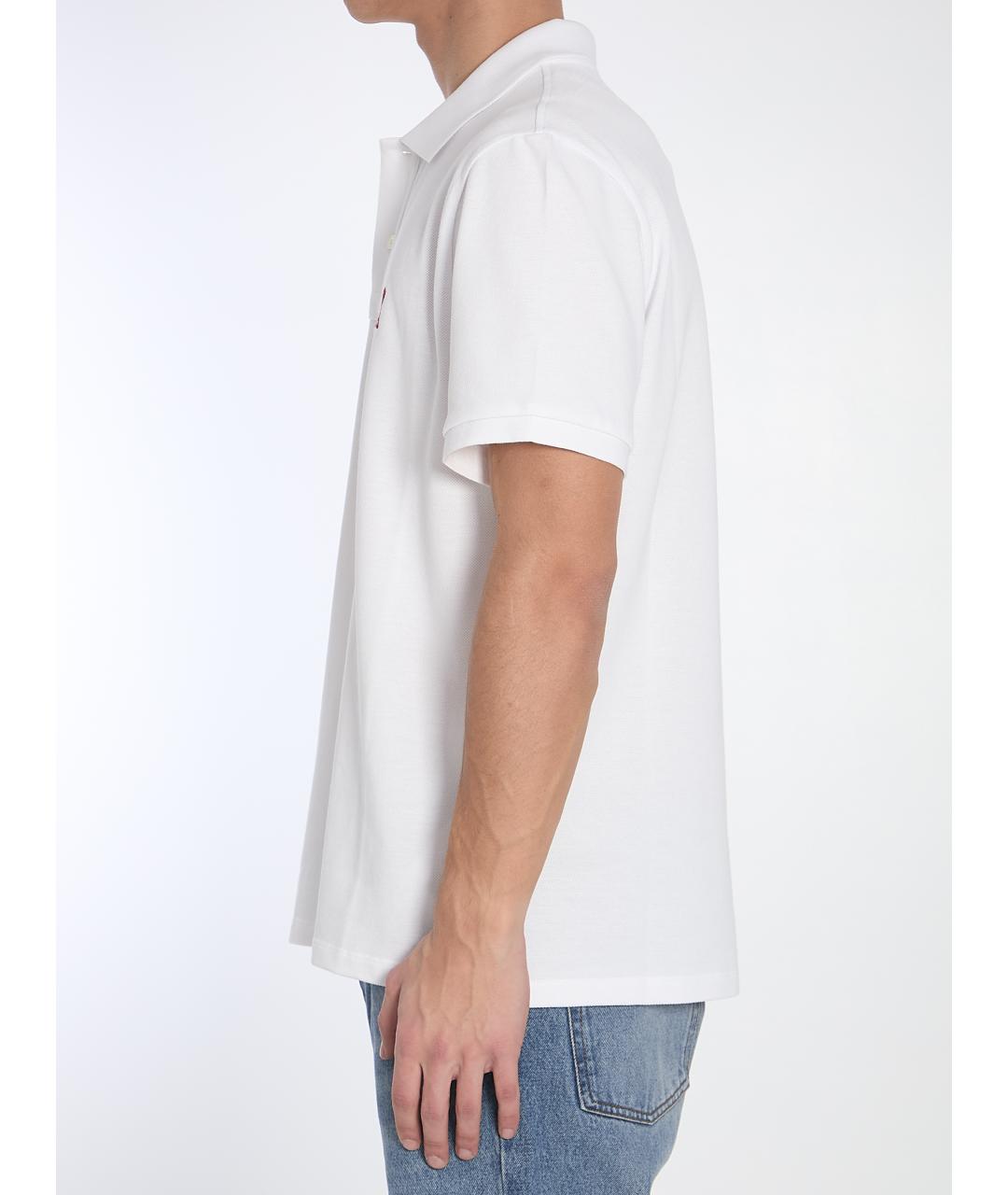 Ami Paris Белое хлопковое поло с коротким рукавом, фото 4