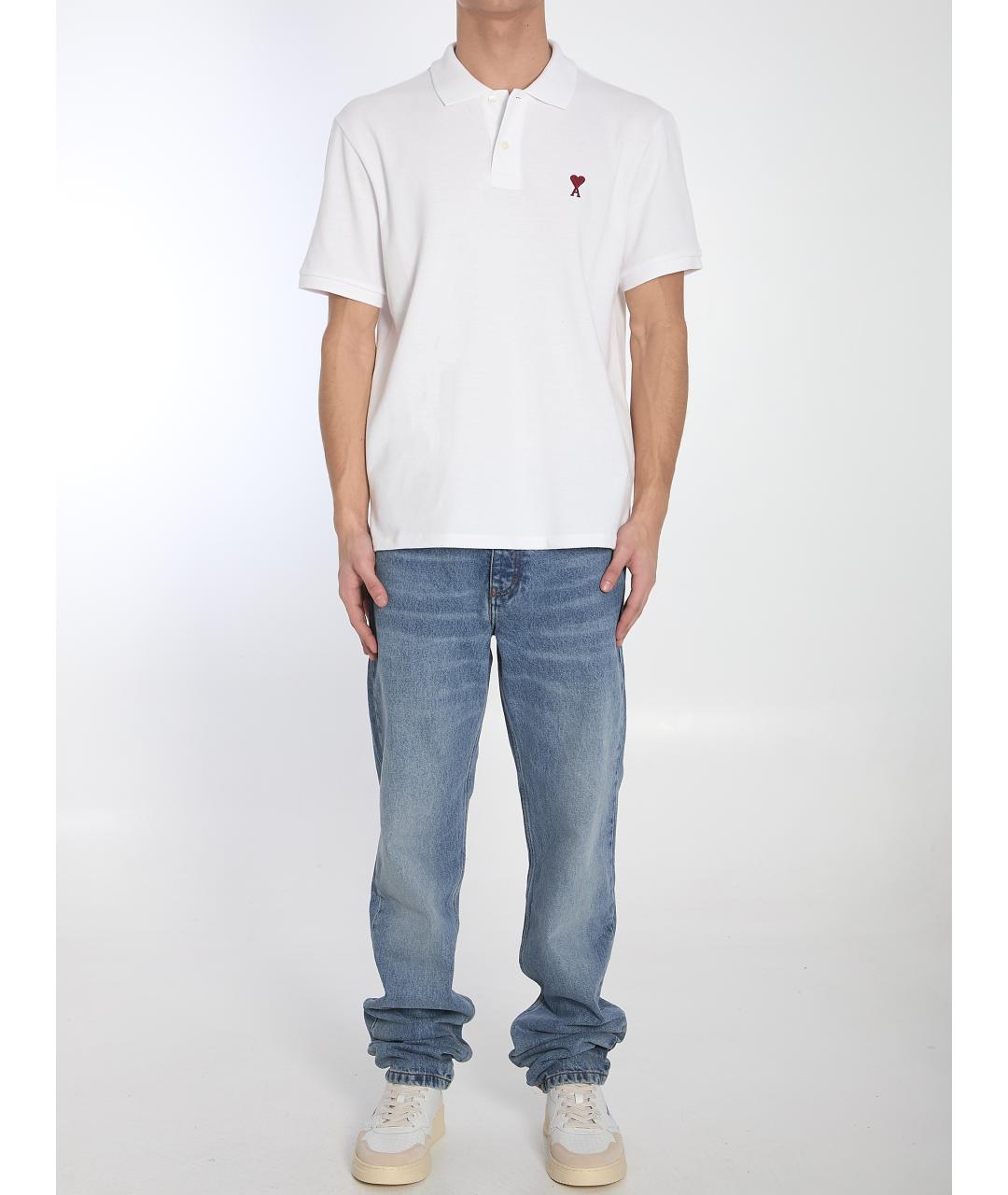 Ami Paris Белое хлопковое поло с коротким рукавом, фото 6