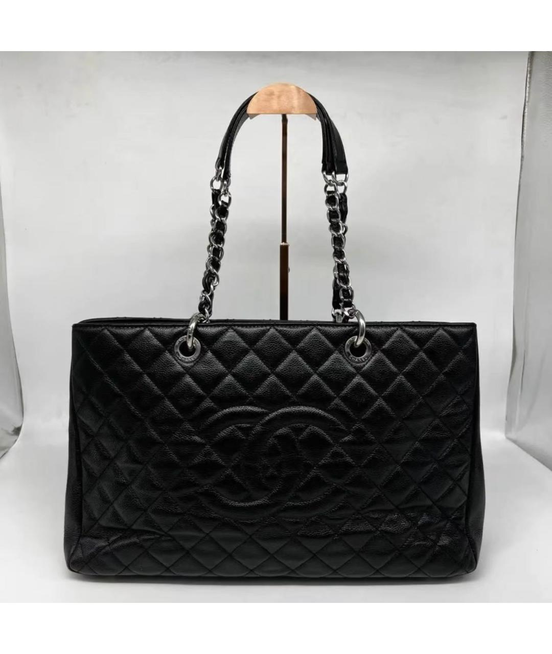 CHANEL Черная кожаная сумка тоут, фото 9