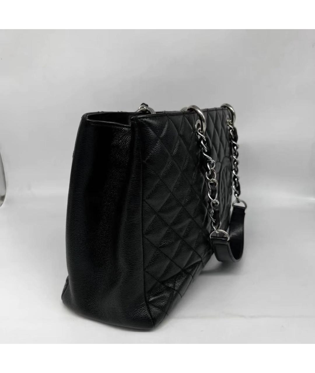 CHANEL Черная кожаная сумка тоут, фото 3