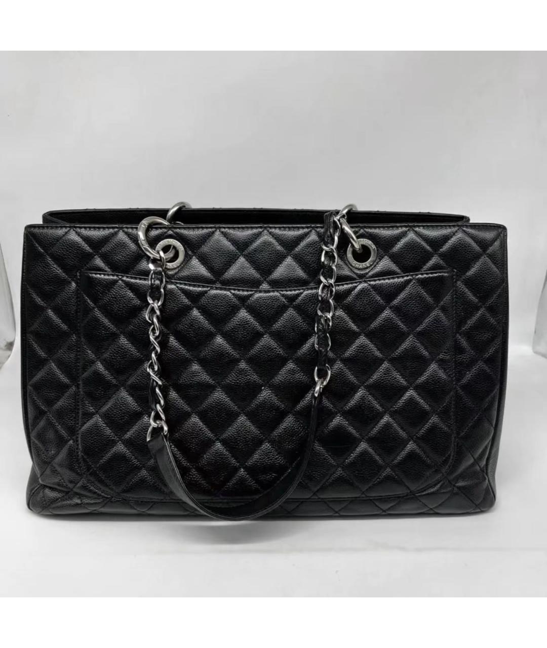 CHANEL Черная кожаная сумка тоут, фото 5