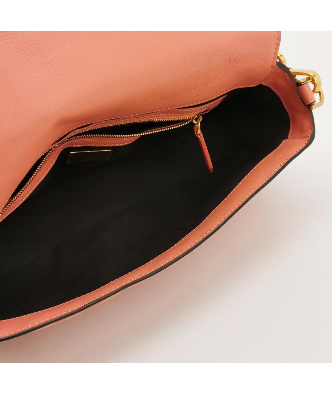 FENDI Коралловая кожаная сумка через плечо, фото 6